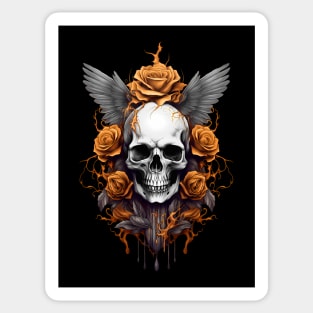 Skull and gold roses Sticker